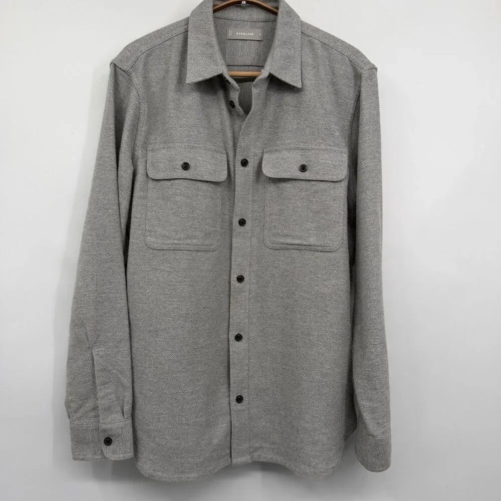 Everlane Gray Heavyweight Overshirt Long Sleeve Button Down Shirt Jacket Medium